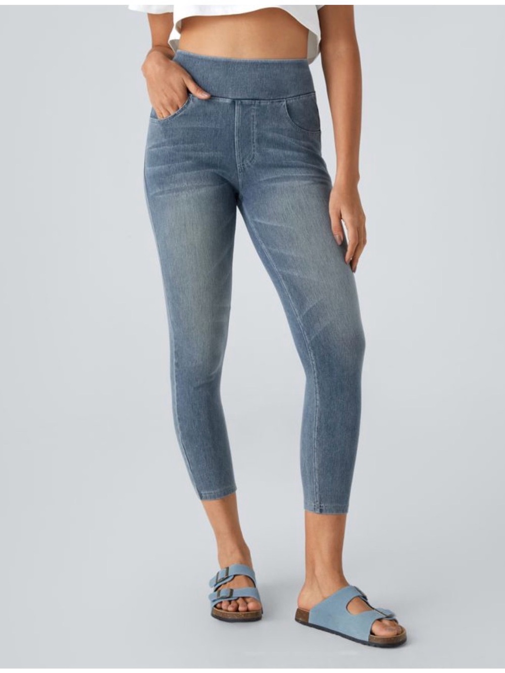 Halara Flex™ High Waisted 7/8 Pockets Skinny Denim Casual Leggings Medium